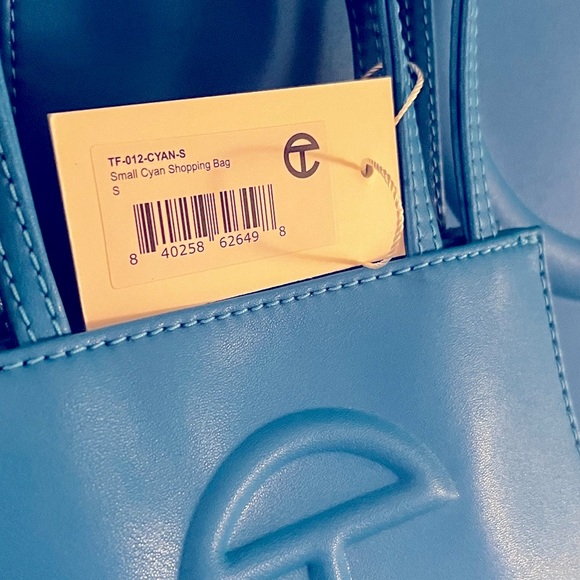 💙 SET NWT TELFAR Cyan blue SET of TWO - medium & small shopping bag totes 💙 - Picture 3 of 14